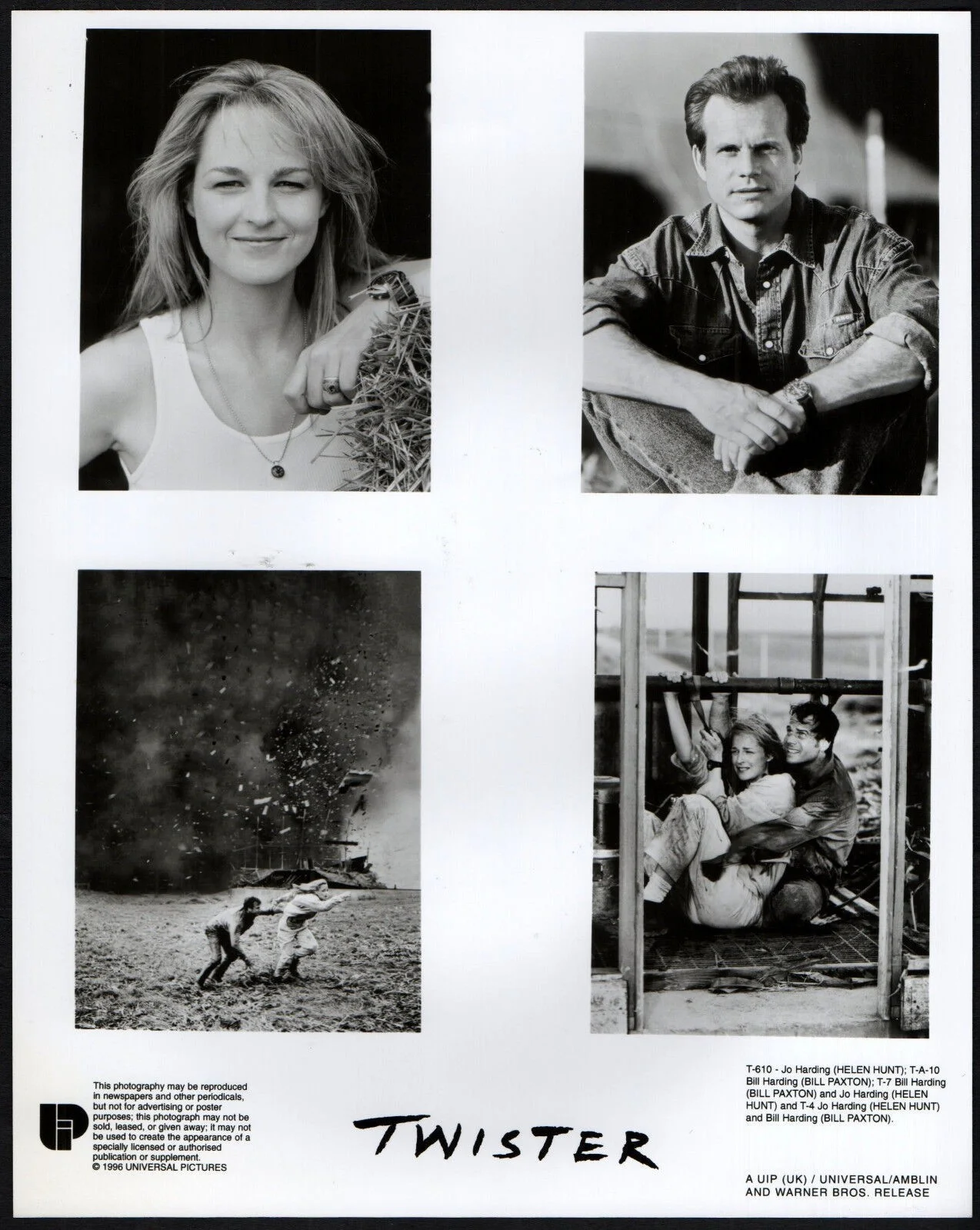 TWISTER 1996 Helen Hunt, Bill Paxton 2 10x8 STILLS, изображение 2