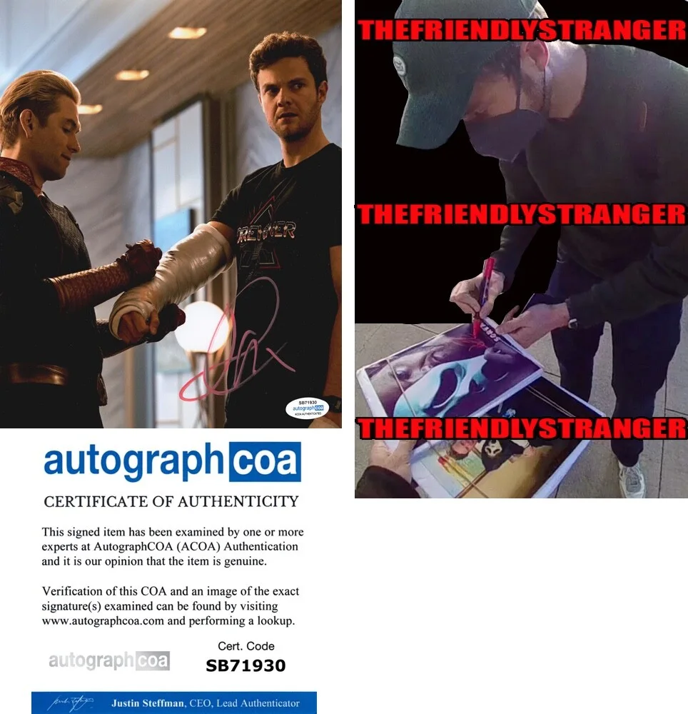 JACK QUAID — Jack Quaid signed "THE BOYS" 8x10 Photo k PROOF Homelander & Hughie ACOA COA
