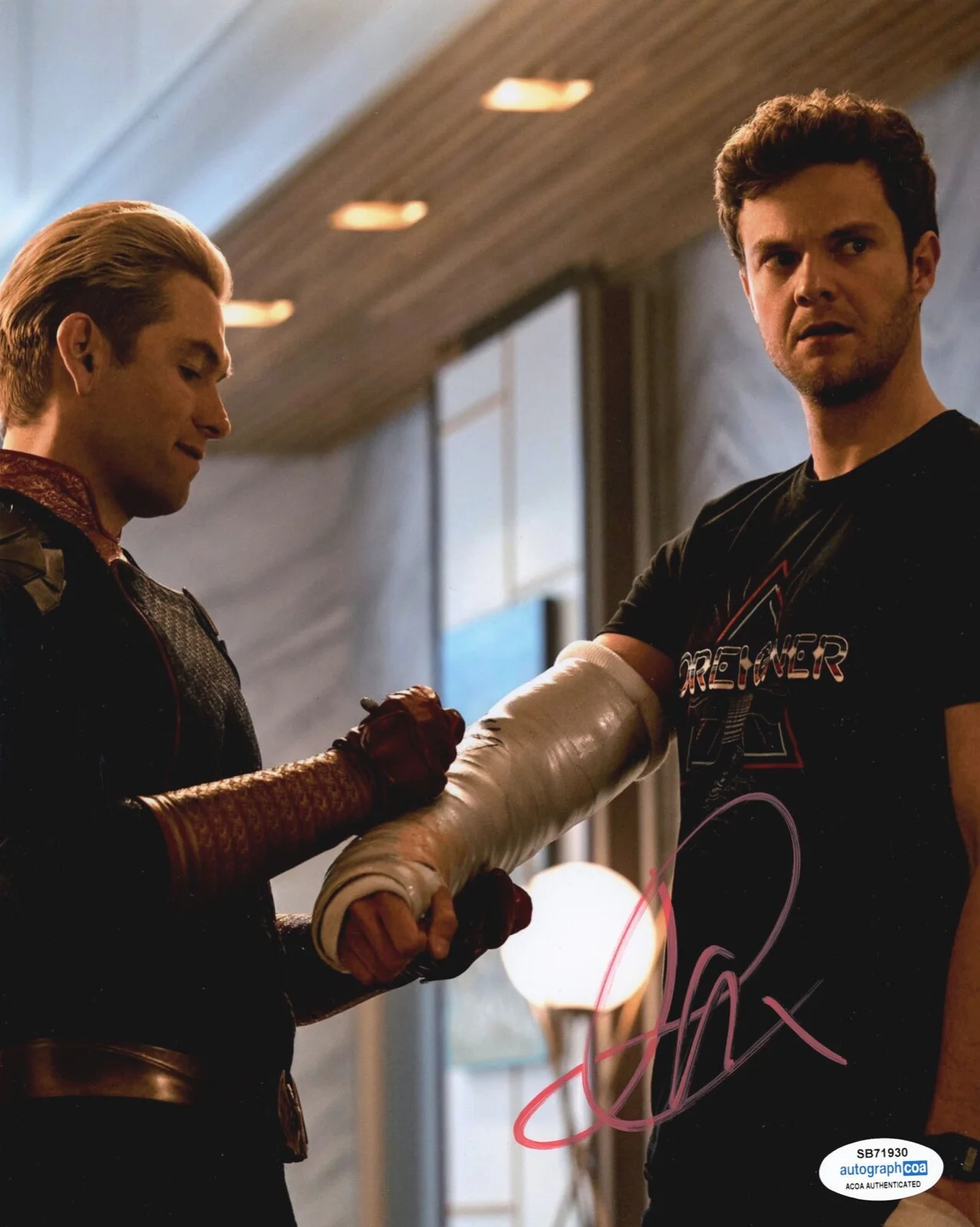 JACK QUAID — Jack Quaid signed "THE BOYS" 8x10 Photo k PROOF Homelander & Hughie ACOA COA, изображение 4