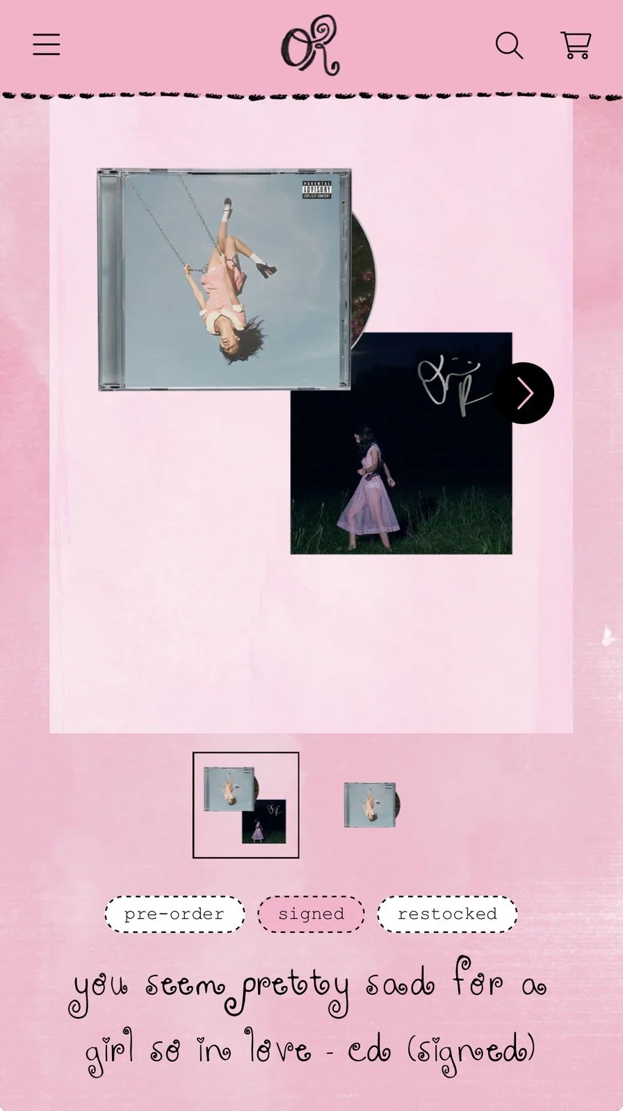 SIGNED Olivia Rodrigo CD - You Seem Pretty Sad For A Girl So In Love PRESALE, изображение 2