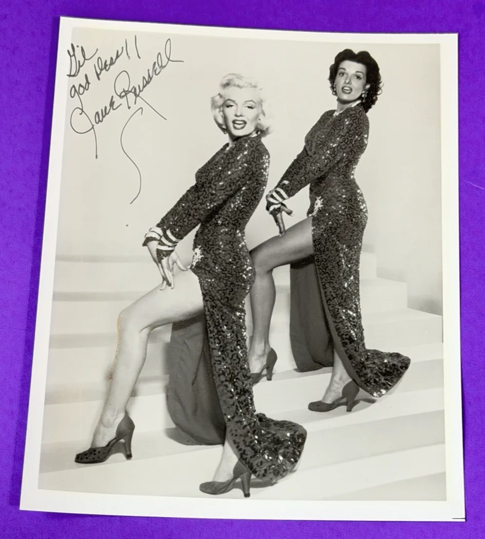 Jane Russell — JANE RUSSELL with Marilyn Monroe ~ Signed/Autograph 8x10 Glossy Photo ~ No COA