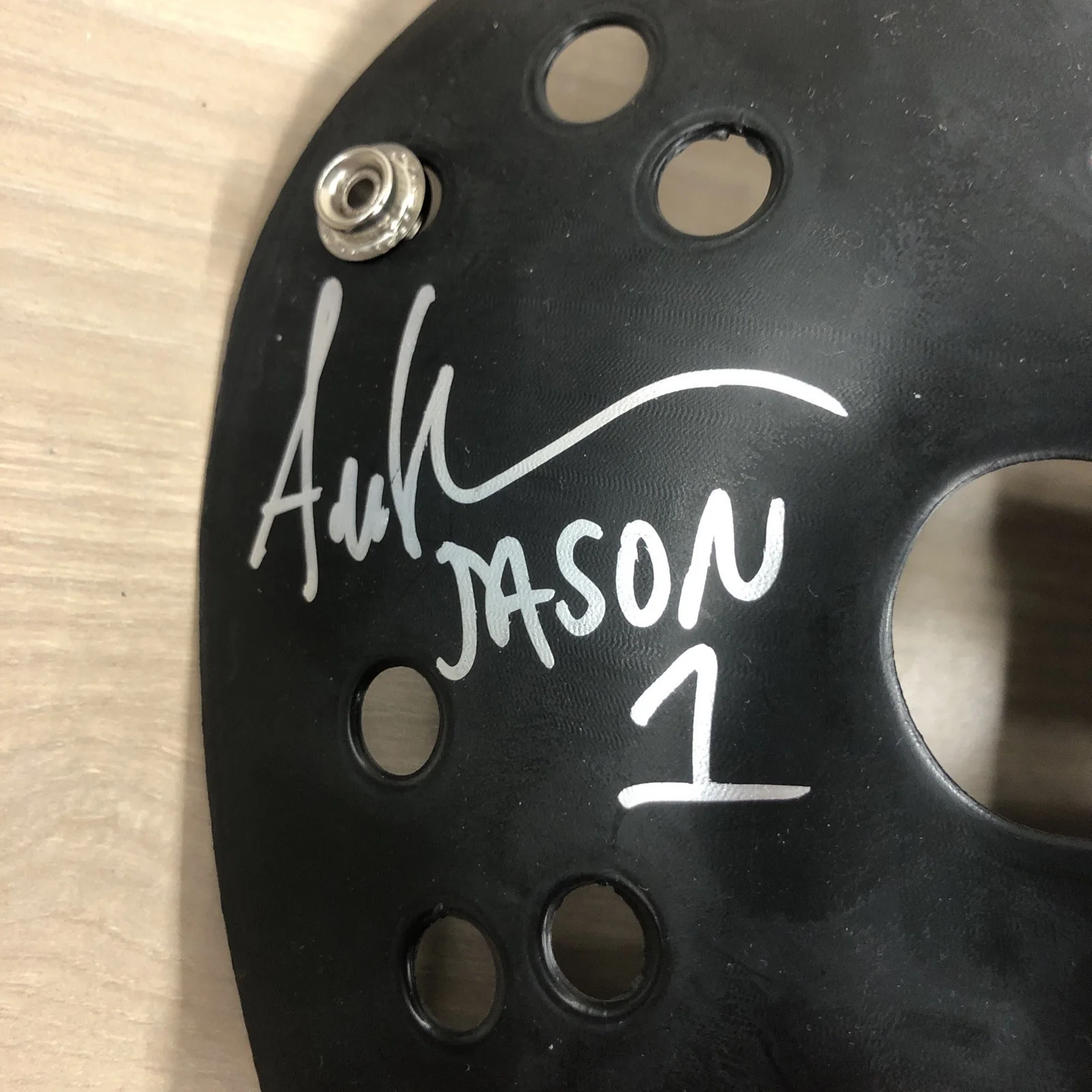 Jason Voorhees Kane Hodder + C.J. Graham + Ari Lehman Signed Mask Black PSA, image 4
