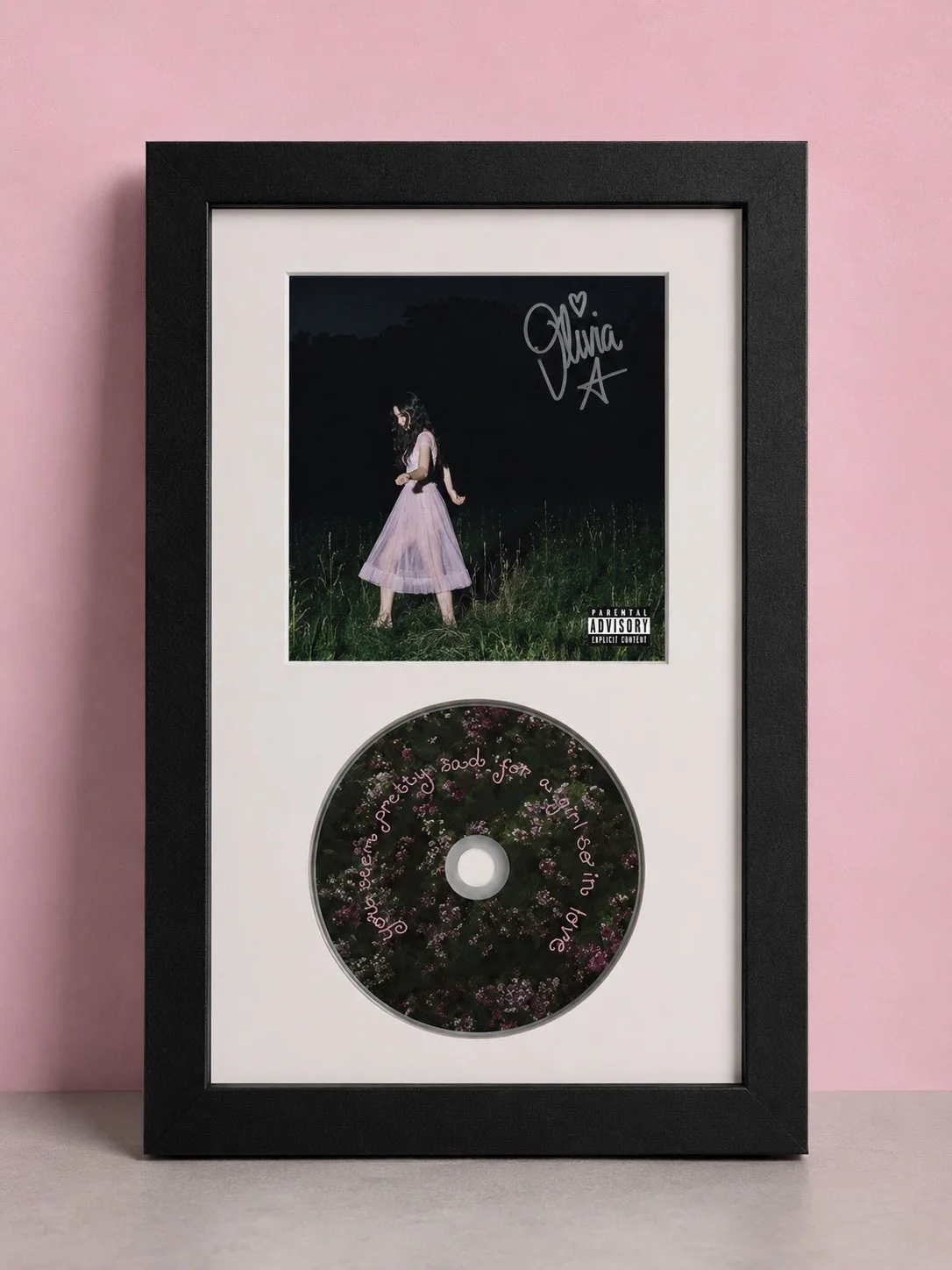 Olivia Rodrigo — Olivia Rodrigo Autographed Signed Framed CD you seem pretty sad PRESALE