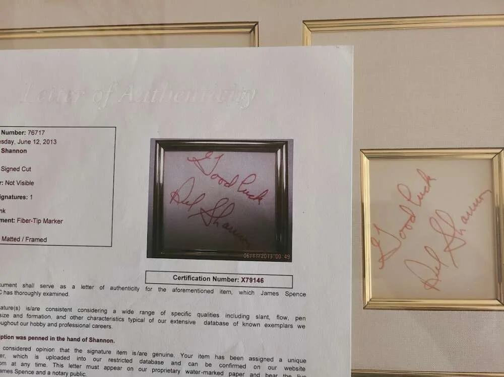 Del Shannon — Del Shannon JSA Loa Signed 3x5 Index Card Framed With Photo Autograph, image 2