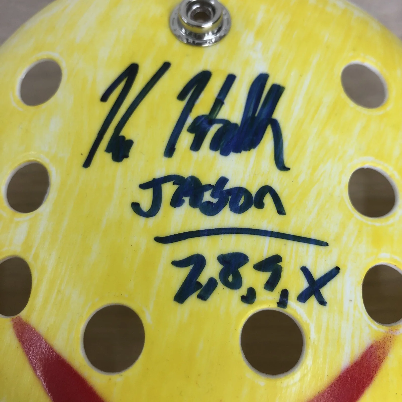 Jason Voorhees Kane Hodder Signed Mask Yellow PSA, image 2