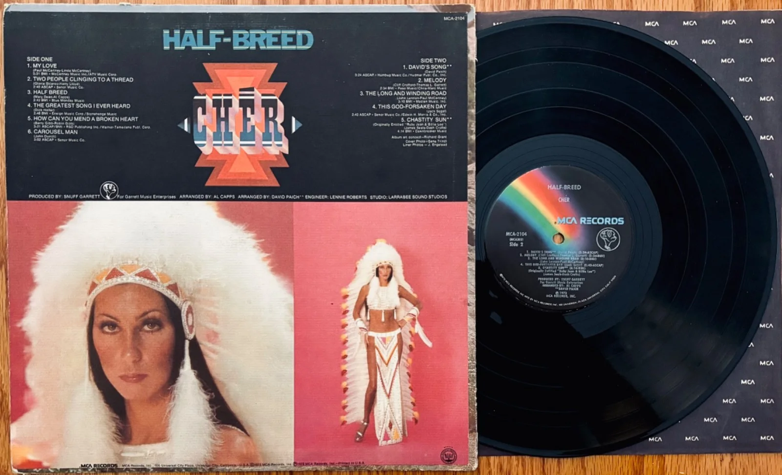 CHER Signed HALF BREED Album~Sexy! Minty Vinyl - MCA #2104 ~ Sonny & Cher, image 2