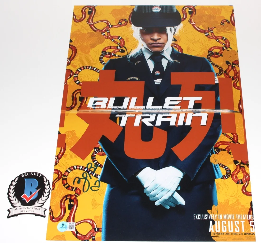 ZAZIE BEETZ SIGNED 'BULLET TRAIN' 12x18 MOVIE POSTER BECKETT BAS COA PROOF, image 2