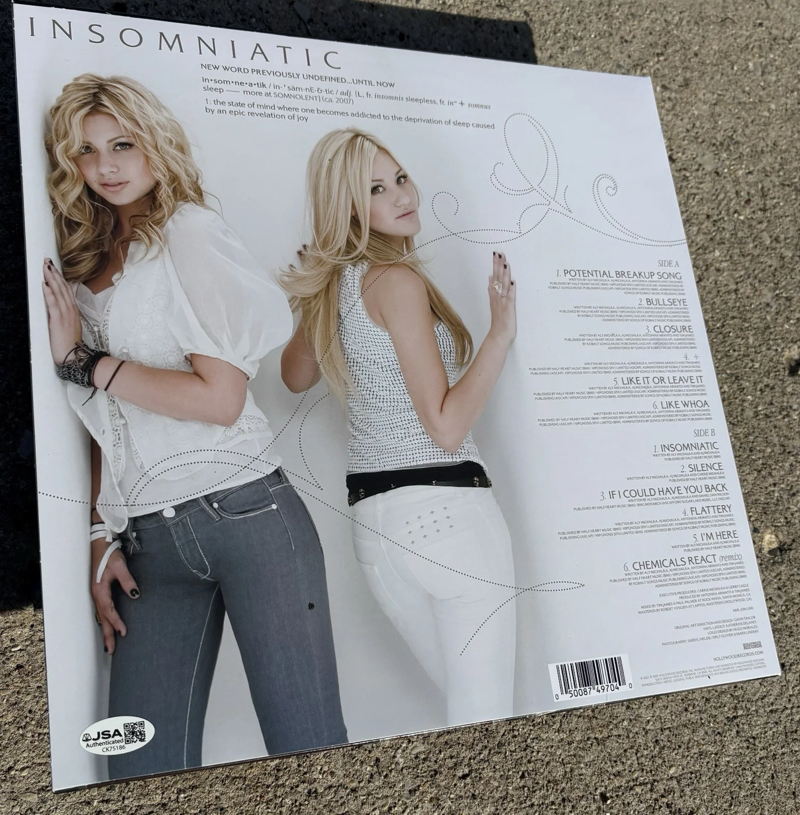 ALY & AJ SIGNED Insomniatic Vinyl JSA COA, image 3