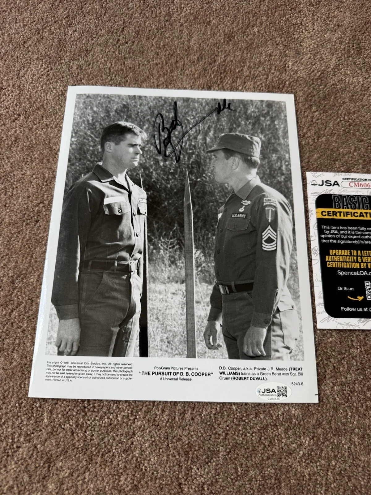 Robert Duvall Signed “The Pursuit of D.B. Cooper” 8x10 Photo JSA COA, image 2