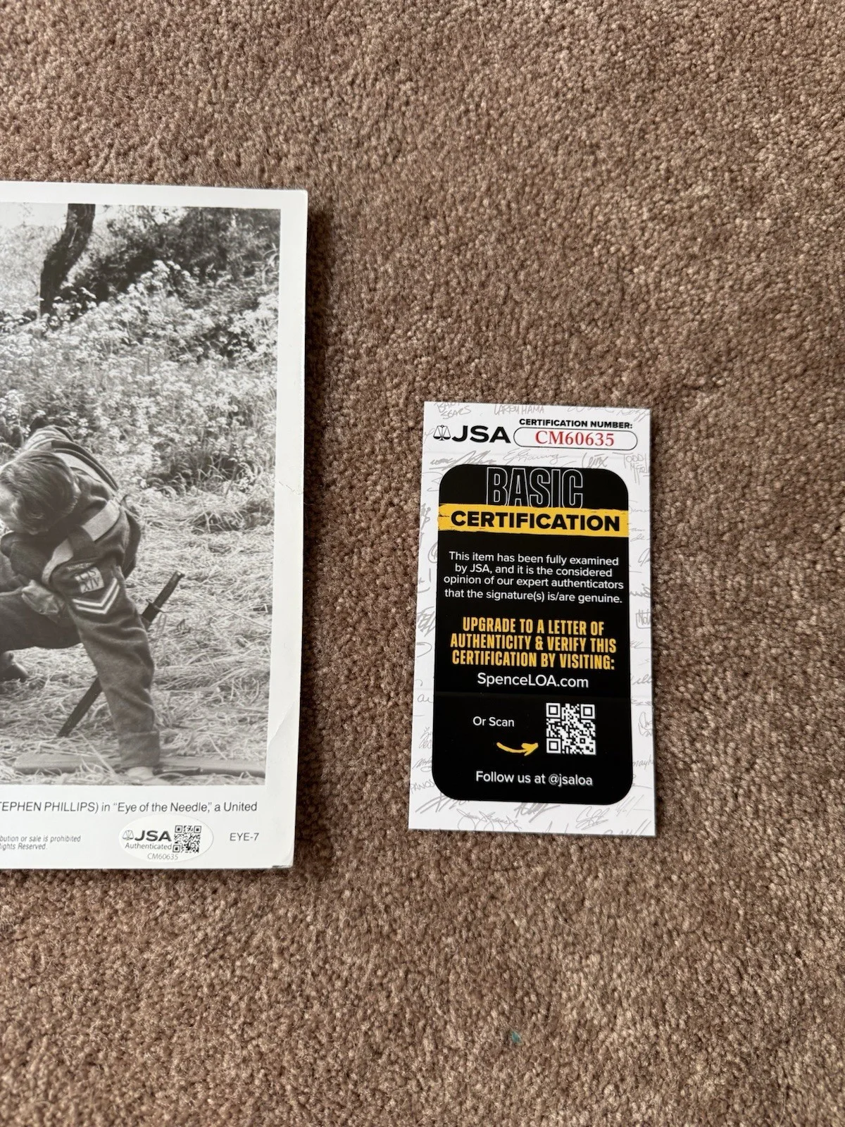 Donal Sutherland — Donald Sutherland Signed “Eye of the Needle” 8x10 Photo JSA Certified￼, изображение 2