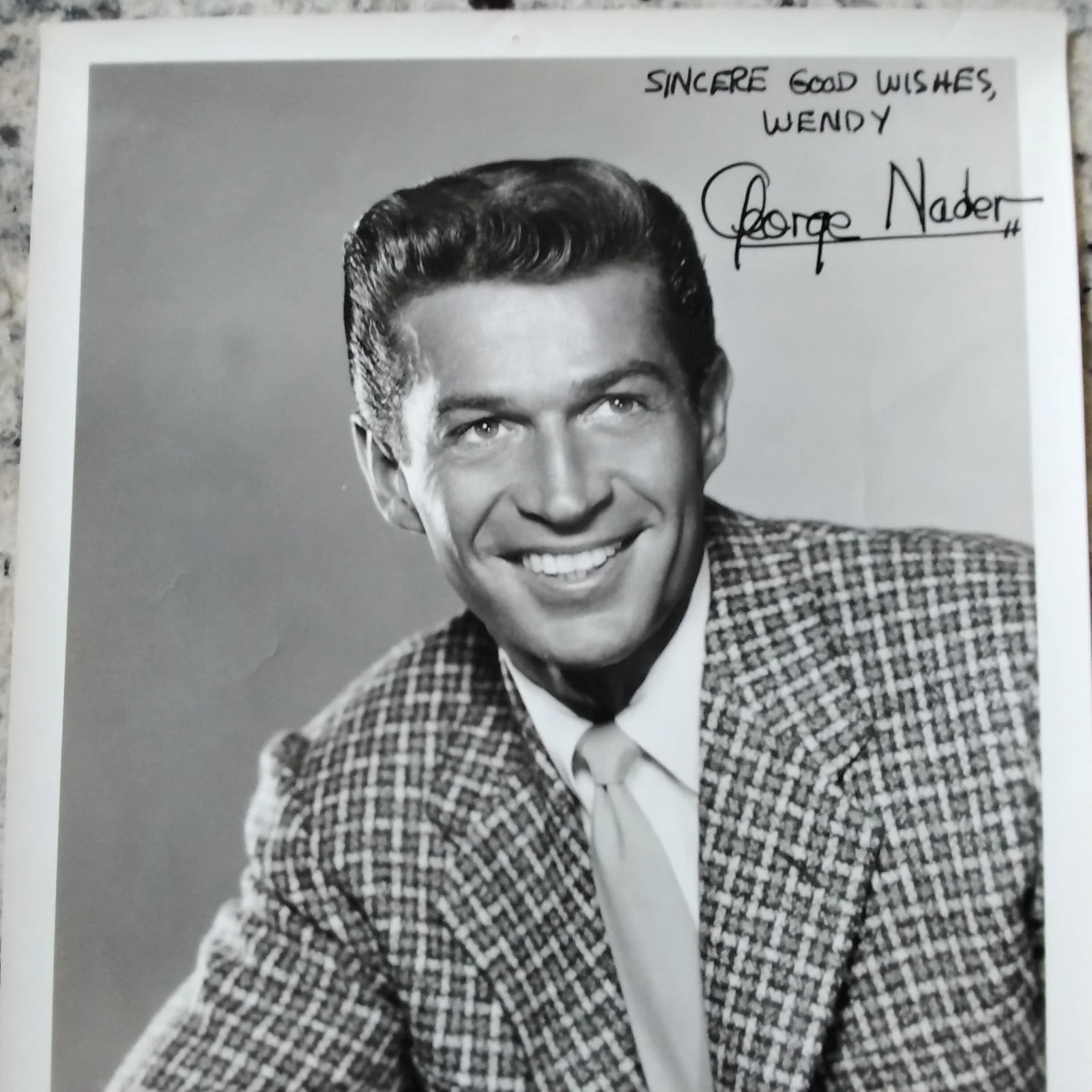 George Nader SIGNED 1956 Photo Movie TV Actor Robot Monster Ellery Queen Chrome, изображение 2