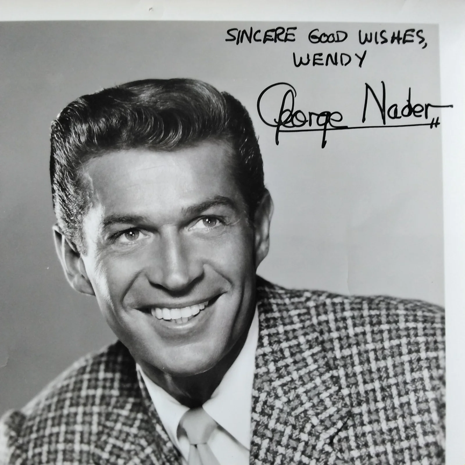 George Nader SIGNED 1956 Photo Movie TV Actor Robot Monster Ellery Queen Chrome, изображение 3