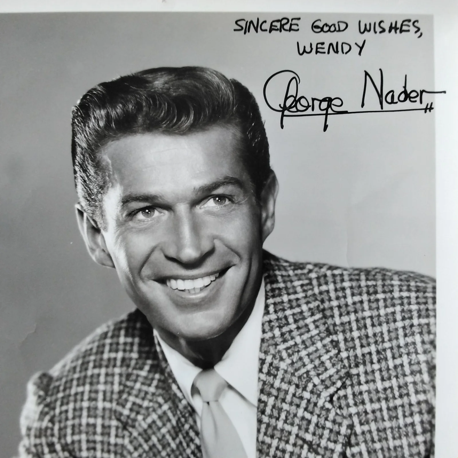 George Nader SIGNED 1956 Photo Movie TV Actor Robot Monster Ellery Queen Chrome, изображение 5