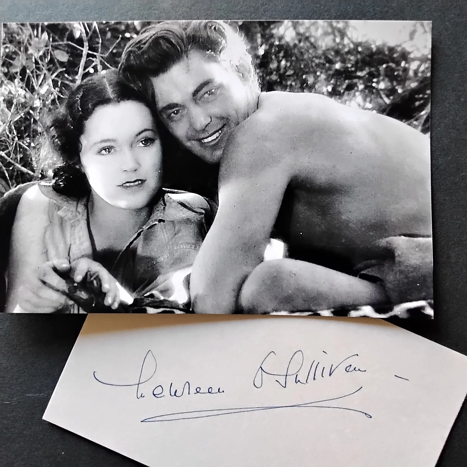 Maureen O'Sullivan SIGNED Card Photo 30s Movie Actress Tarzan Thin Man Day Races, изображение 2