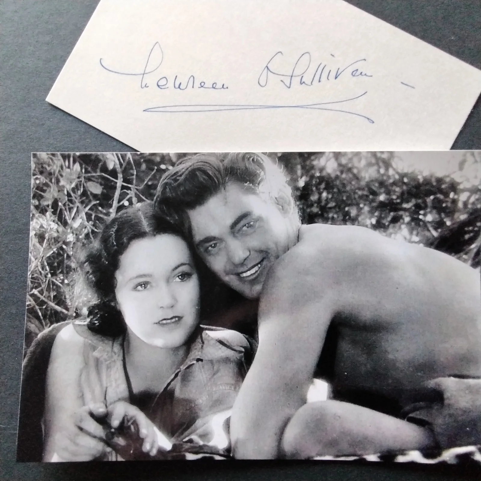 Maureen O'Sullivan SIGNED Card Photo 30s Movie Actress Tarzan Thin Man Day Races, изображение 3