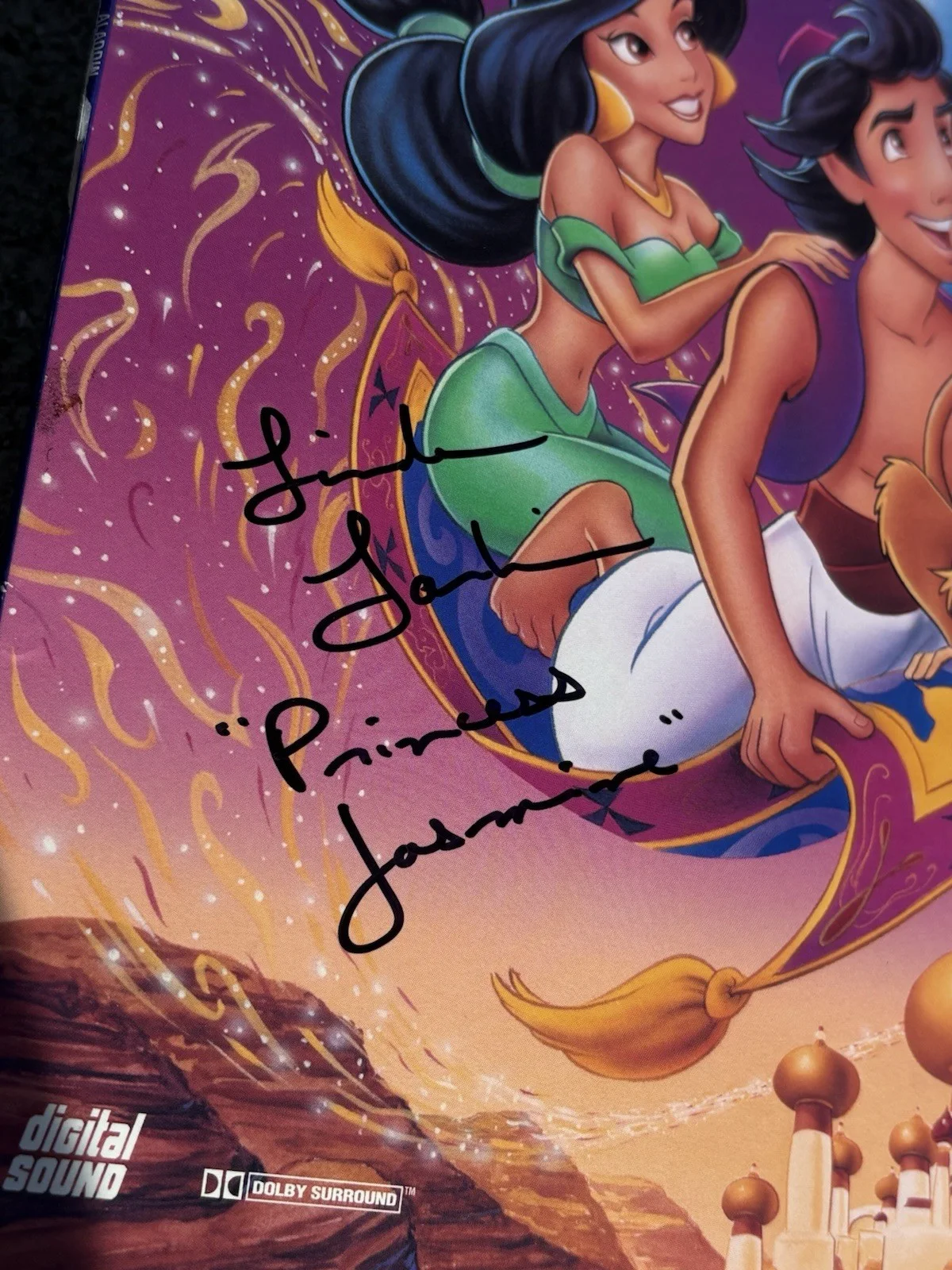 Linda Larkin SIGNED Aladdin Laserdisc JSA COA Princess Jasmine, image 2