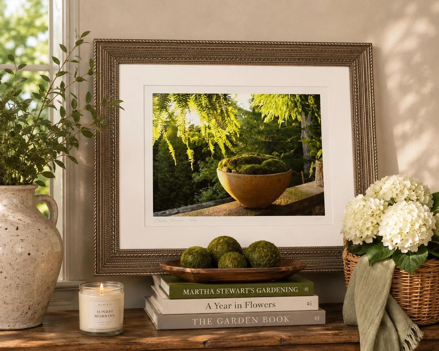Martha Stewart — Martha Stewart Signed Moss Bowl Ltd Ed Print 13/900 Framed With COA 25” x 21.5”