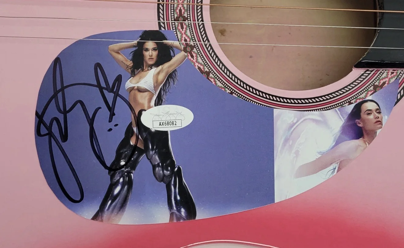 Katy Perry — Katy Perry Signed Full Size Acoustic Guitar Pink JSA Authentication Included, image 3