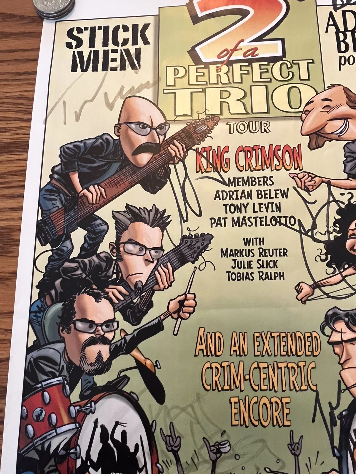 Members of King Crimson all SIGNED,Adrian Belew /Tony Levin /Pat Mastelotto-more, изображение 2