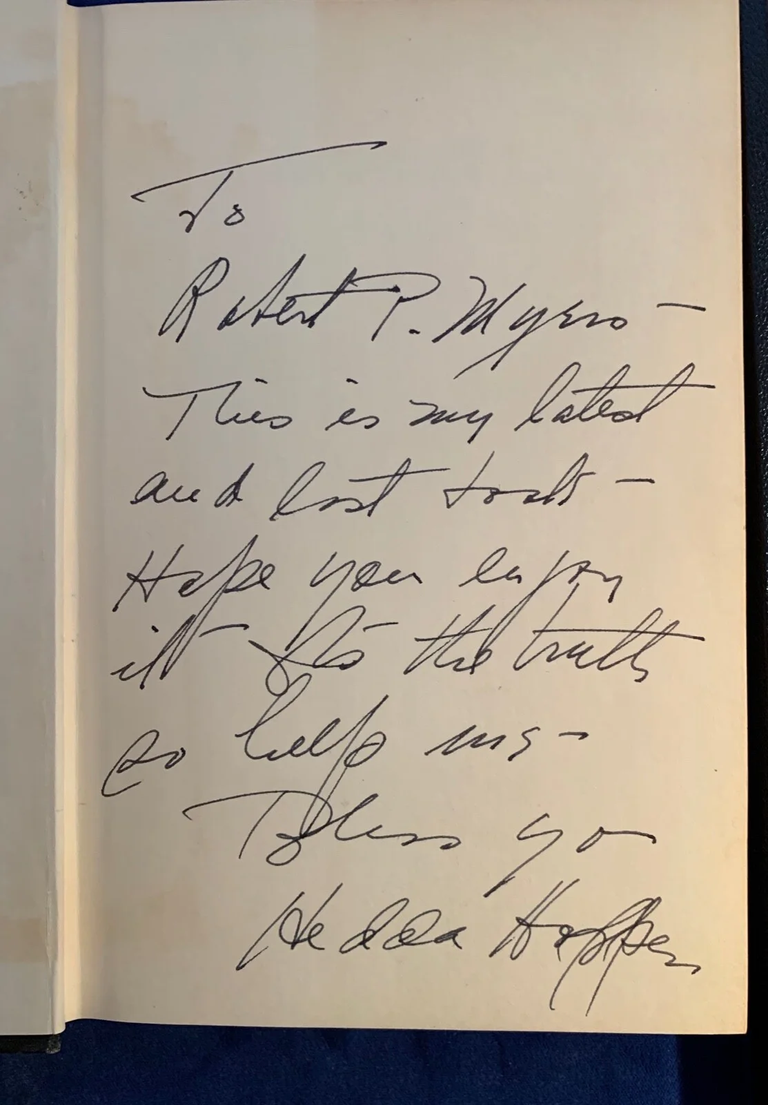 Hedda Hopper — 1963 HEDDA HOPPER AUTOGRAPHED BOOK, "THE WHOLE TRUTH, AND NOTHING BUT", image 2