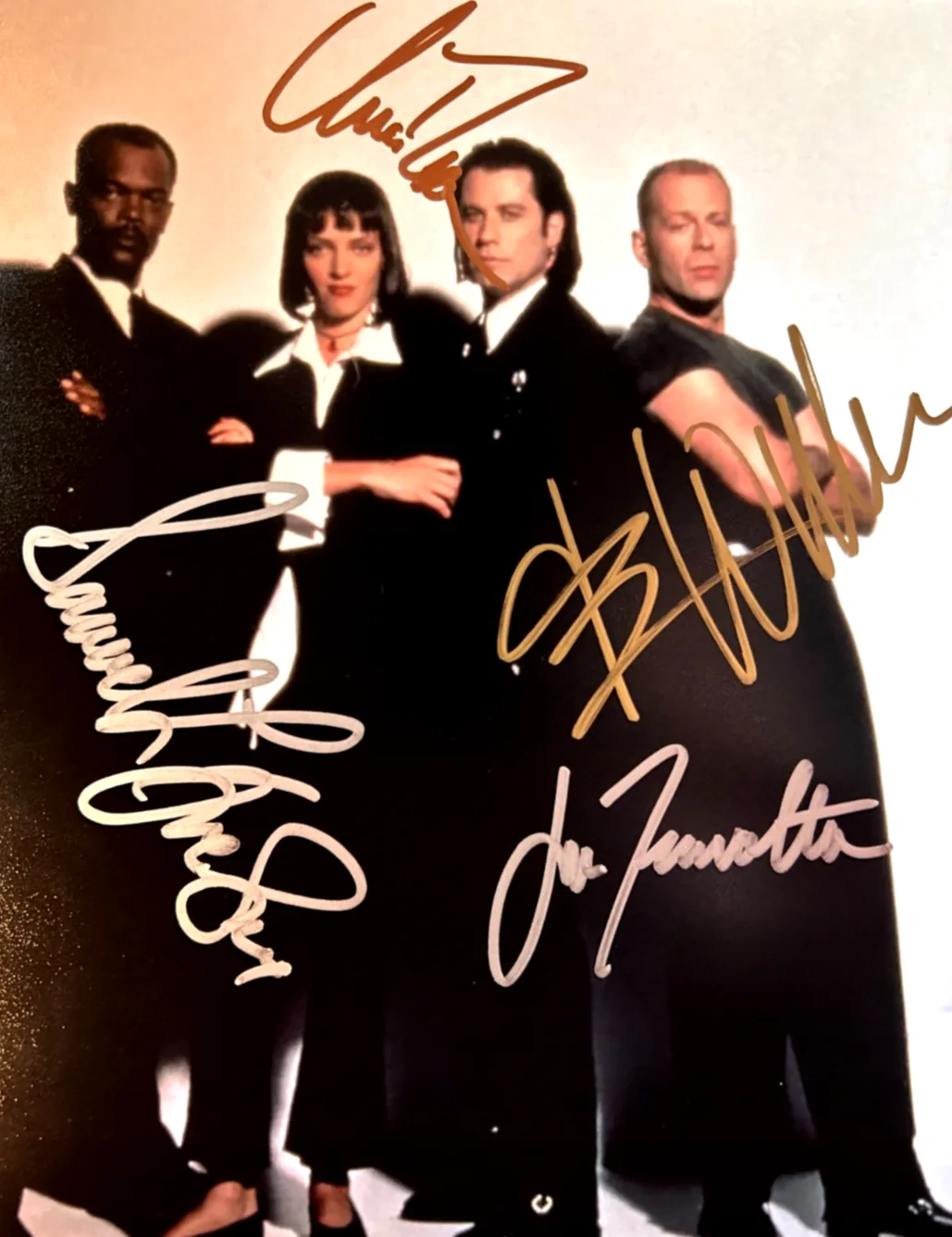 Bruce Willis, Samuel L. Jackson, John Travolta, Uma Thurman — PULP FICTION Cast Signed 8x10" Photo Authentic Original GENUINE Autographs w/COA