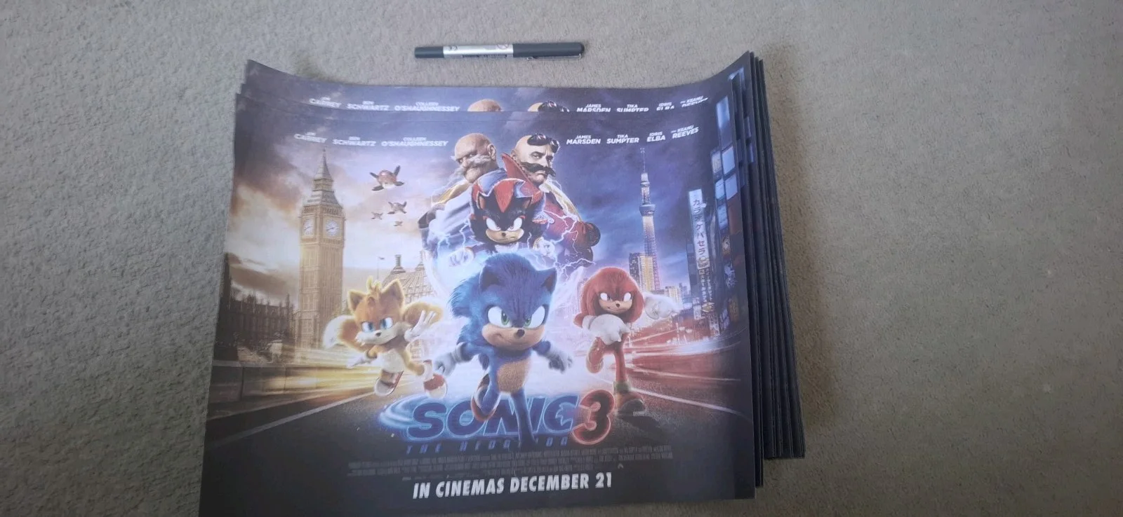 Joblot Of Small Cinema Posters "sonic 3" Collectable ( Rolled For Packing), изображение 3