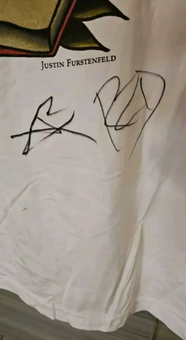 SIGNED Blue October Tour Shirt 2017 Justin Furstenfeld Ryan Delahoussaye L RARE, изображение 3
