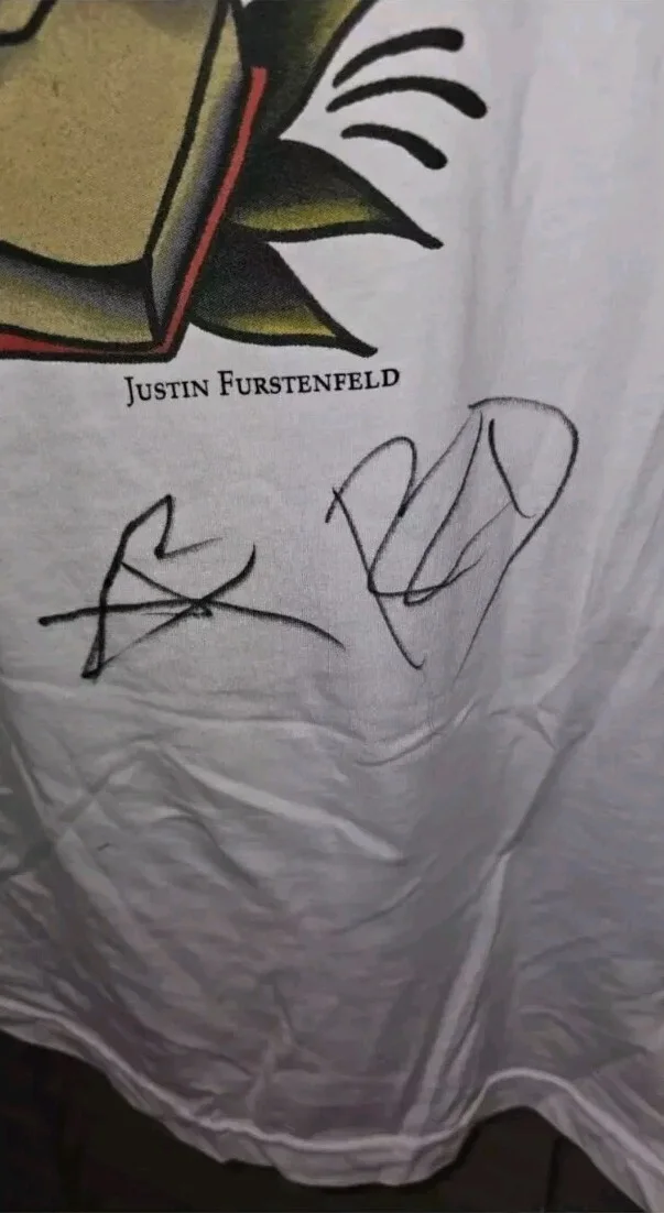 SIGNED Blue October Tour Shirt 2017 Justin Furstenfeld Ryan Delahoussaye L RARE, изображение 4