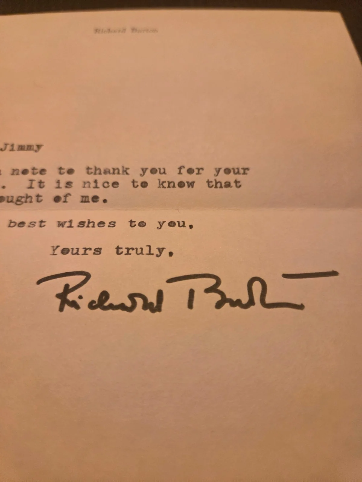 Richard Burton — Richard Burton Signed June 1974 Personal Stationary Card Note Autographed RARE, image 3