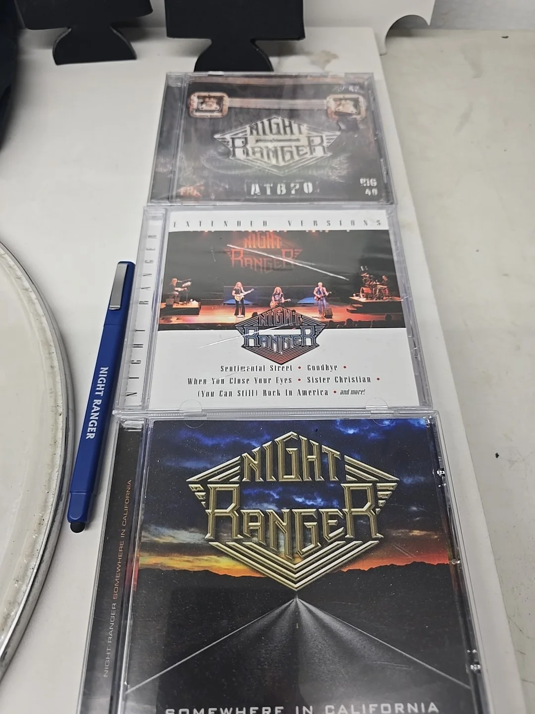 Night Ranger Signed 14" Drum Head 40th Aniversary Tshirts, Cds, image 3