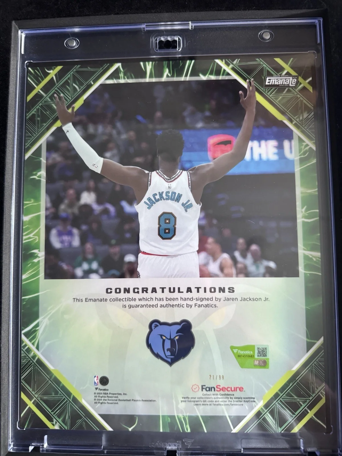 Jaren Jackson Jr — Fanatics Jaren Jackson Jr Grizzlies 2025-26 Emanate Auto 21/99 B14451084, изображение 2