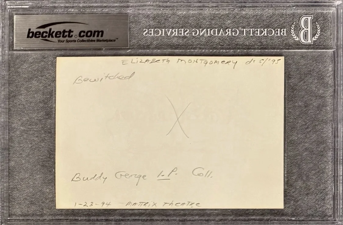 Elizabeth Montgomery — ELIZABETH MONTGOMERY Signed Autograph 4x6 INDEX CARD Beckett COA, image 2