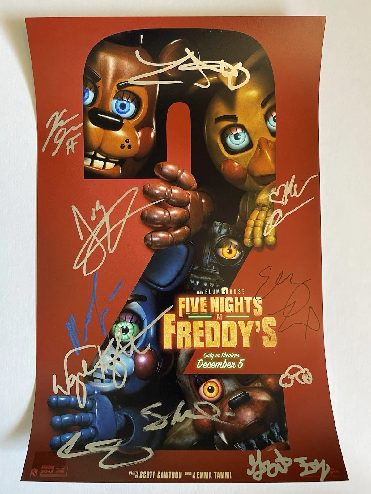 Matthew Lilard, Josh Hutcherson, Skeet Ulrich, More — Five Nights at Freddy's 11x17 Photo Poster Cast Signed SWAU Certified Autograph, изображение 2