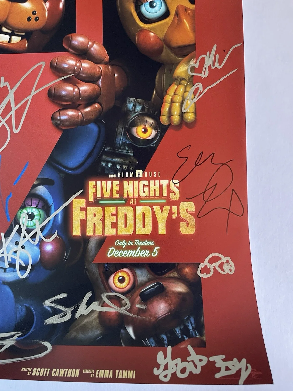 Matthew Lilard, Josh Hutcherson, Skeet Ulrich, More — Five Nights at Freddy's 11x17 Photo Poster Cast Signed SWAU Certified Autograph, изображение 5