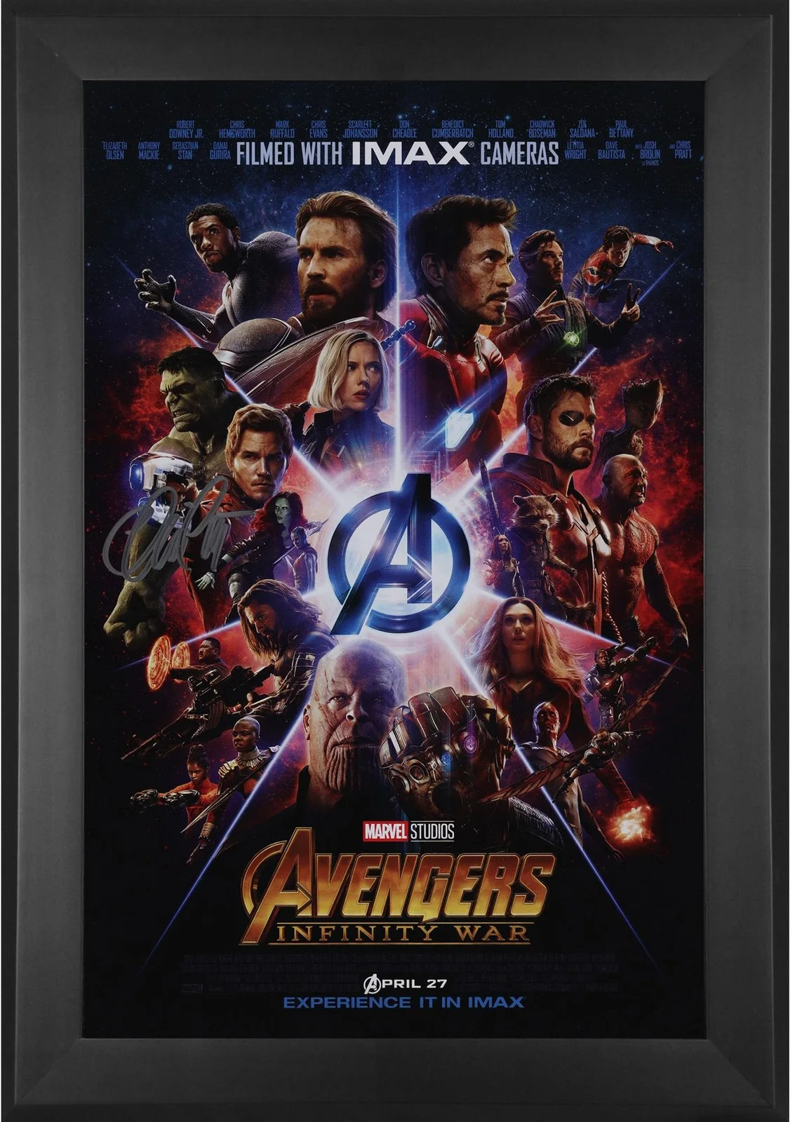 Chris Pratt — Chris Pratt Avengers Infity War Framed Autographed 11" x 17" Movie Poster