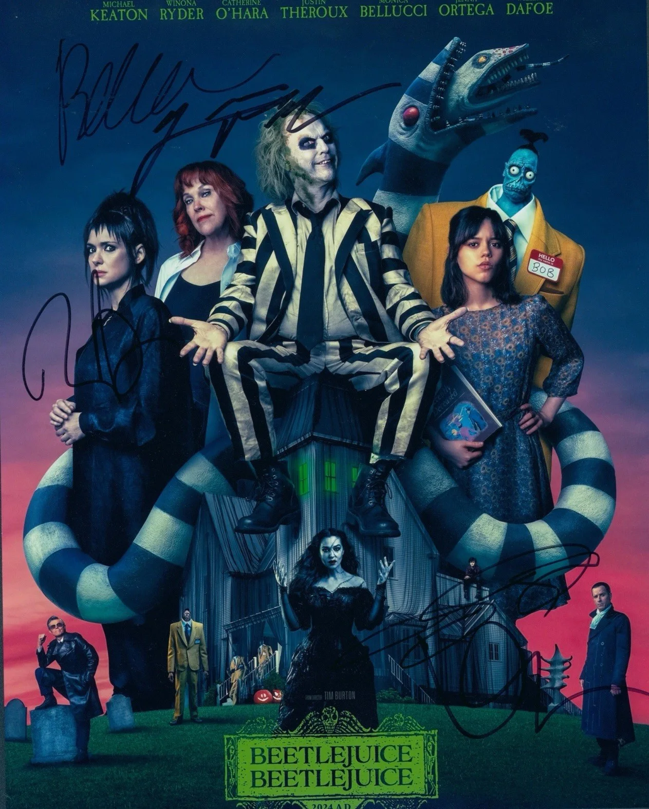 Jenna Ortega, Tim Burton, Monica Bellucci And More — Beetlejuice Jenna Ortega Cast Signed 11x14 Original Authentic Autographs SWAU