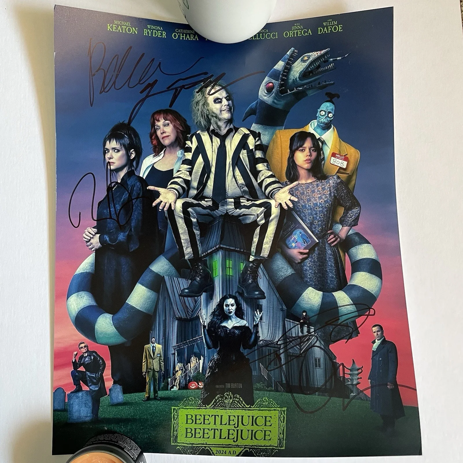 Jenna Ortega, Tim Burton, Monica Bellucci, More — Beetlejuice Jenna Ortega Cast Signed 11x14 Original Authentic Autographs SWAU, image 2