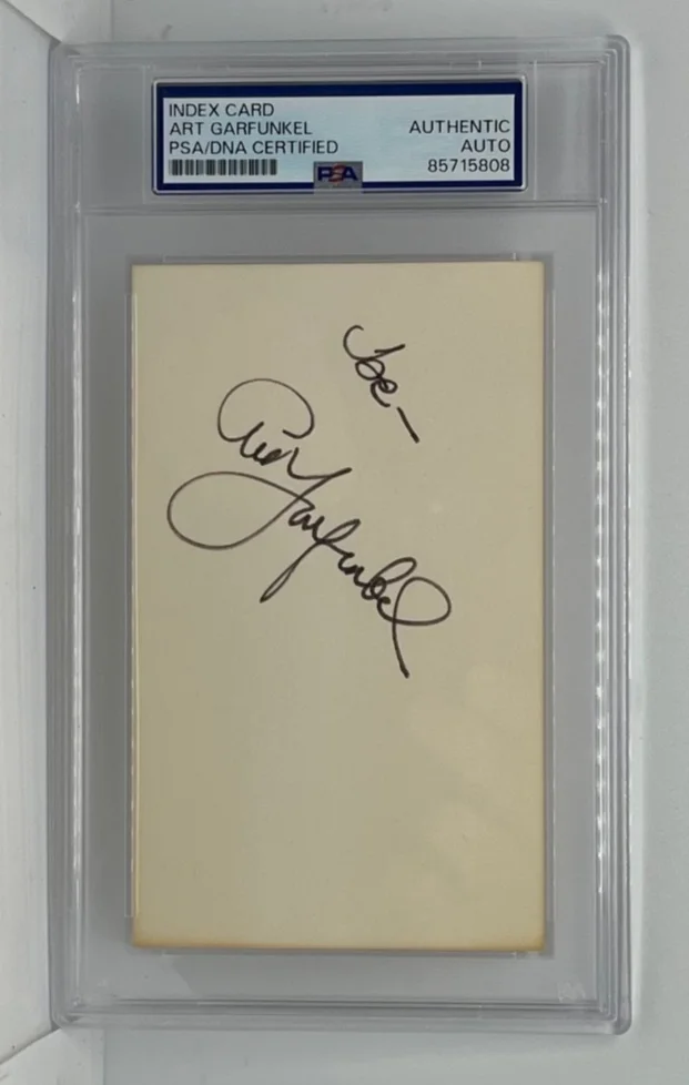 ART GARFUNKEL SIGNED INDEX CARD PSA Autheticated Bridge Over Troubled Water Auto, image 2