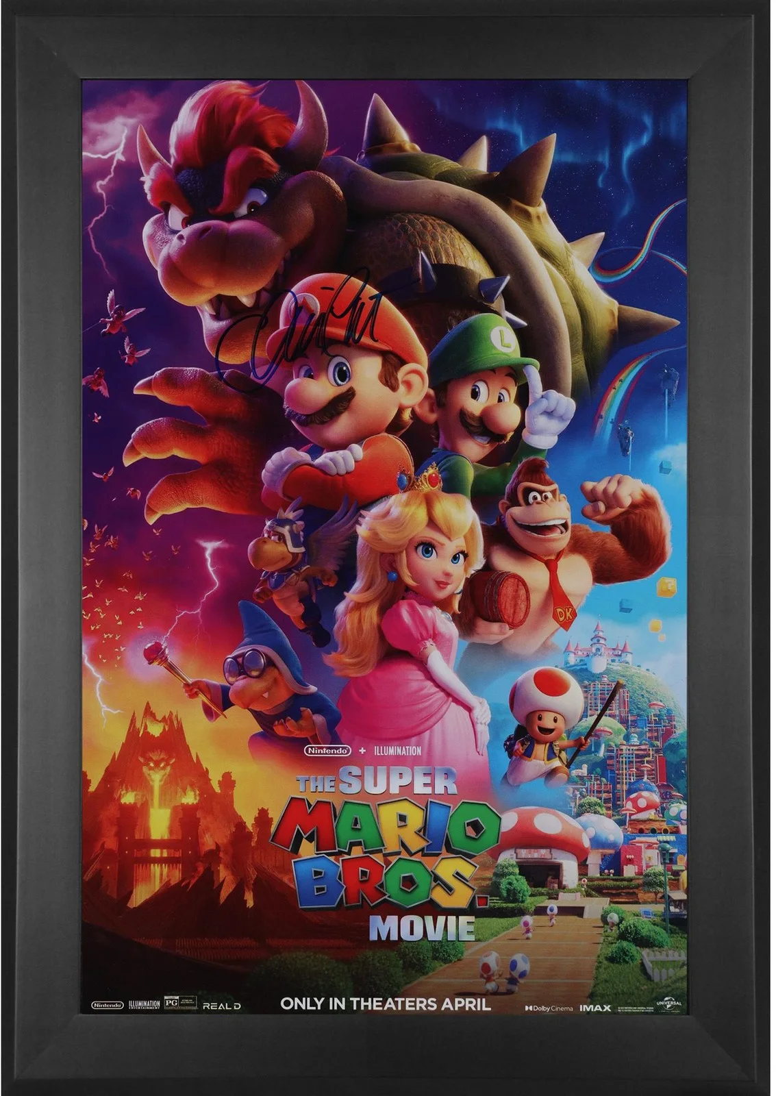 Chris Pratt — Chris Pratt Super Mario Bros Framed Autographed 11" x 17" Movie Poster