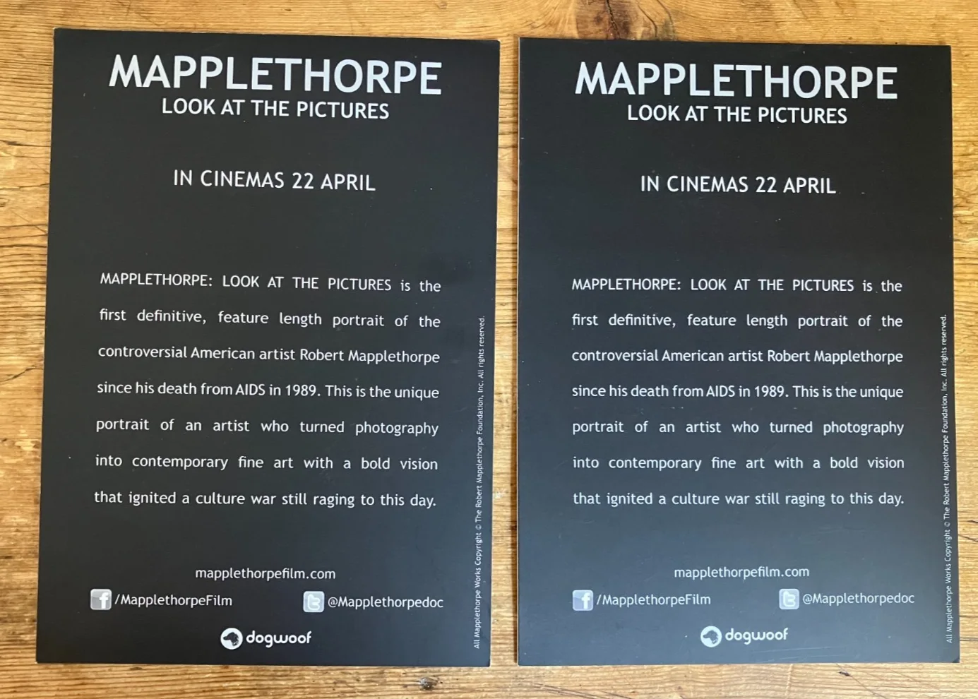 Robert Mapplethorpe film postcards x 2, image 2