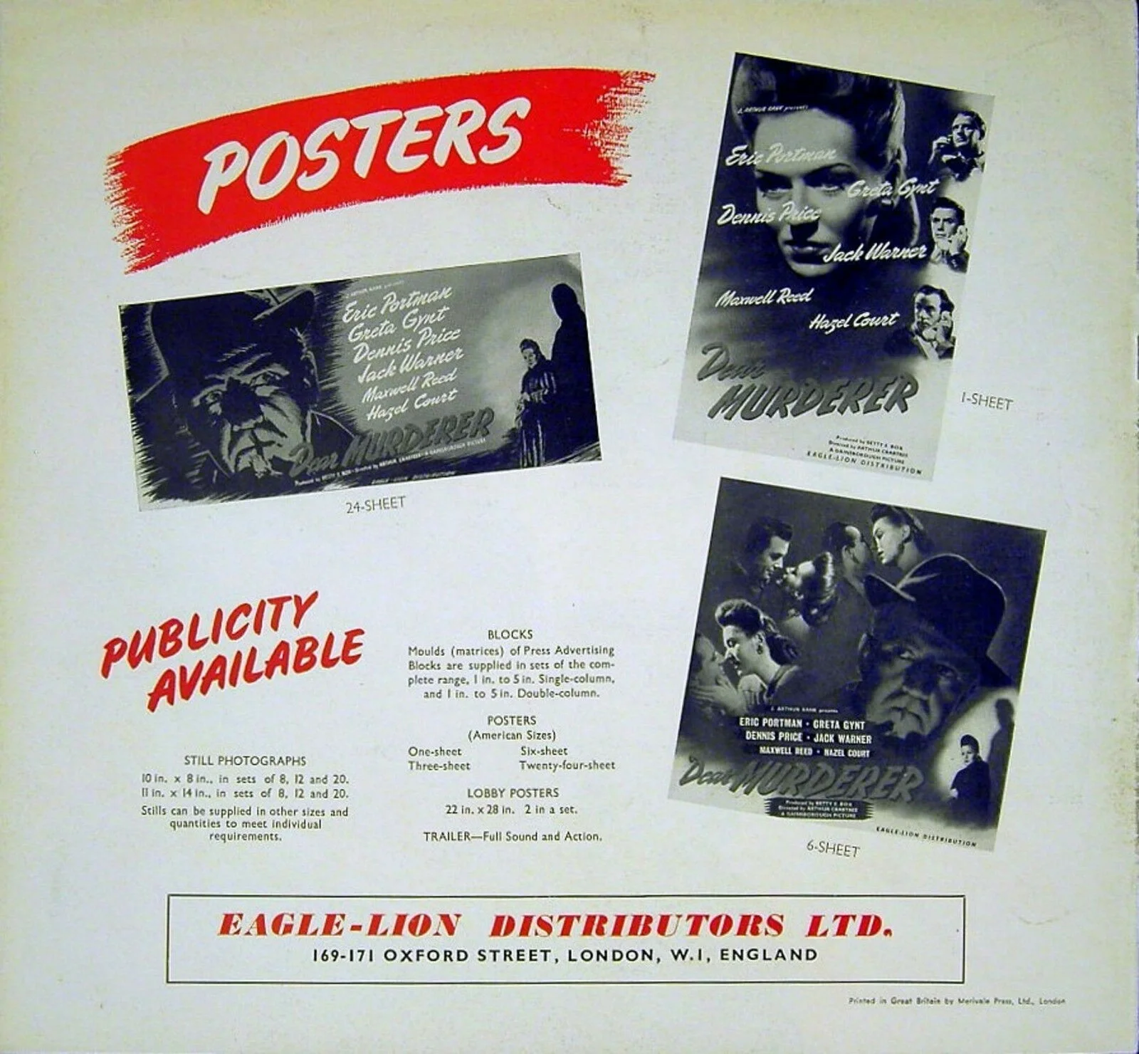 DEAR MURDERER 1947 Eric Portman, Greta Gynt, Dennis Price UK PRESSBOOK, image 3