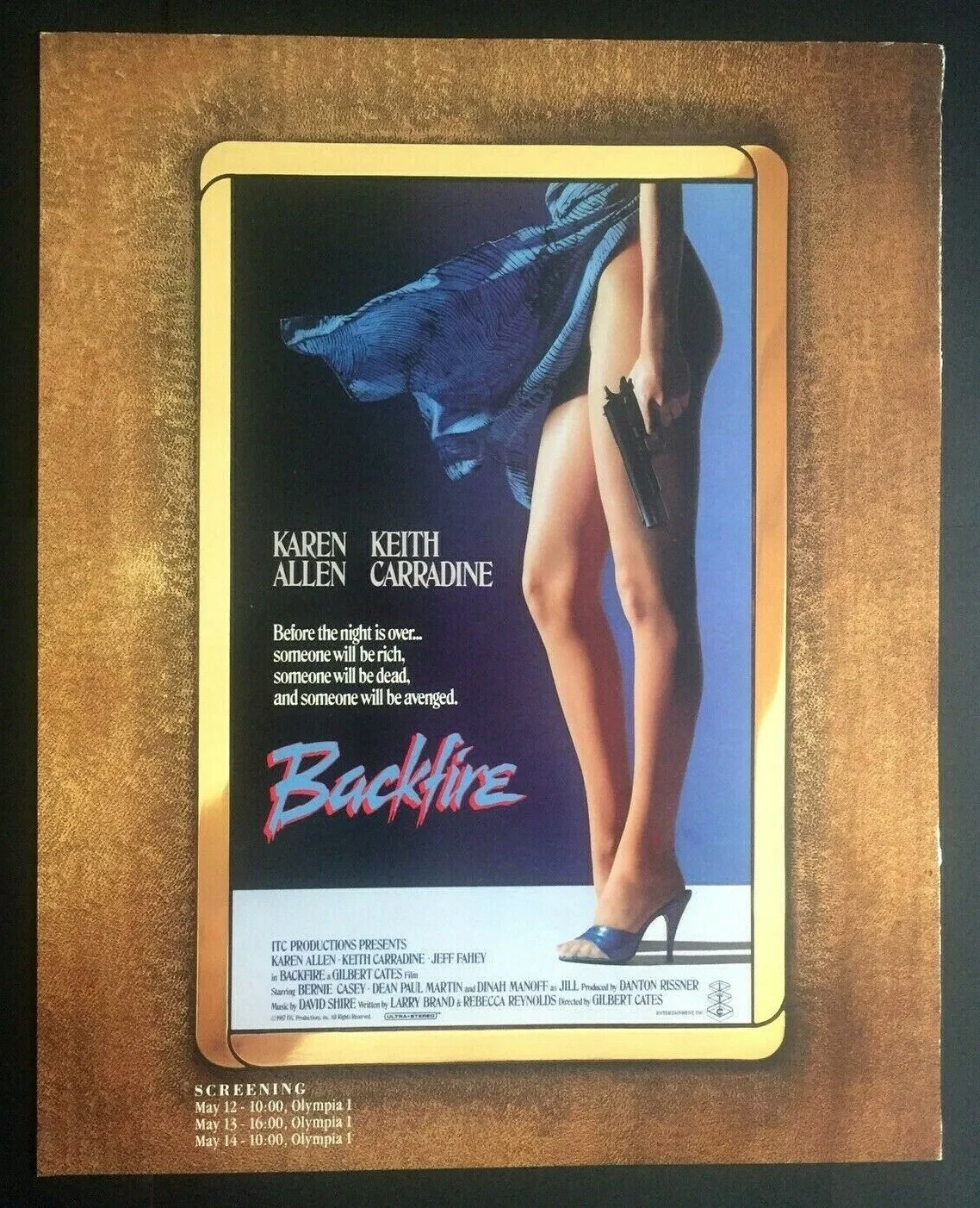 Backfire Original Movie Print Advert Poster Sexy Woman Legs Karen Allen 1987, изображение 2