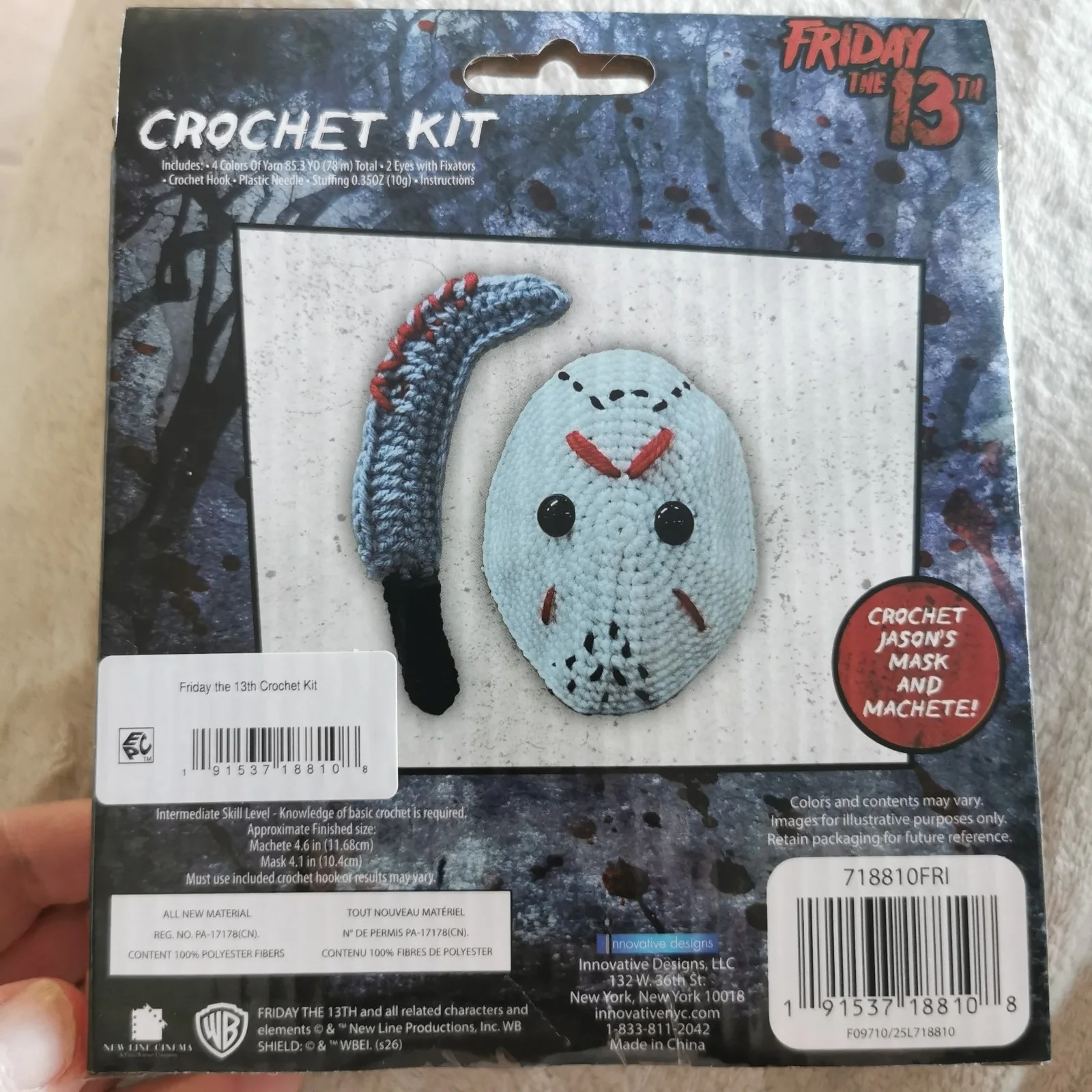 Friday the 13th official crochet kit mask and machete, image 2
