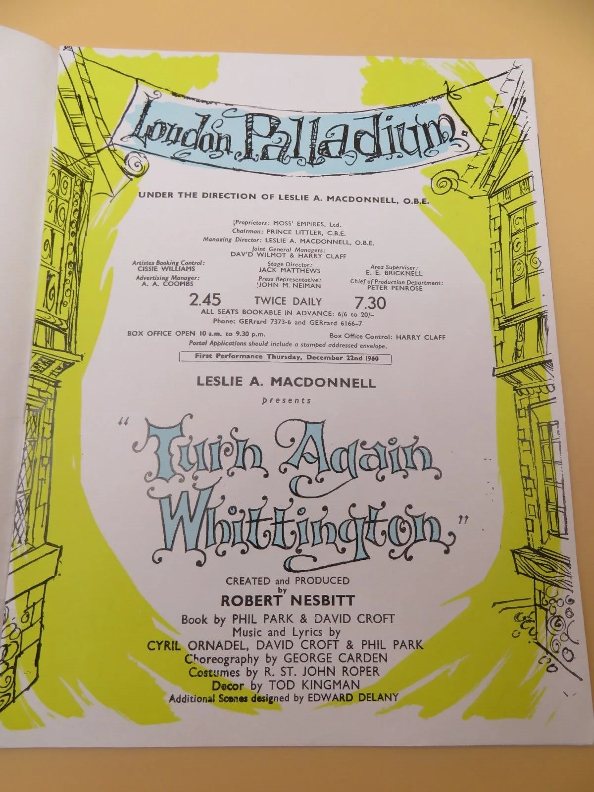 London Palladium Turn Again Whittington December 22nd 1960 Programme Paperback, image 5