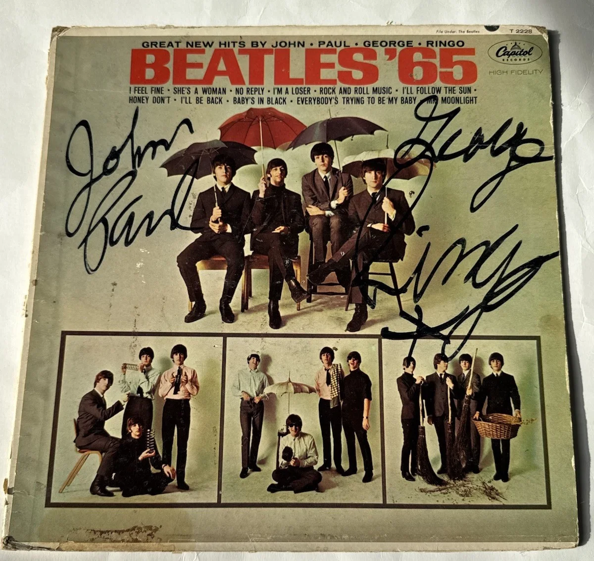Beatles 65 Signed Record Album John Paul Ringo George T2228 Uncertified, изображение 2