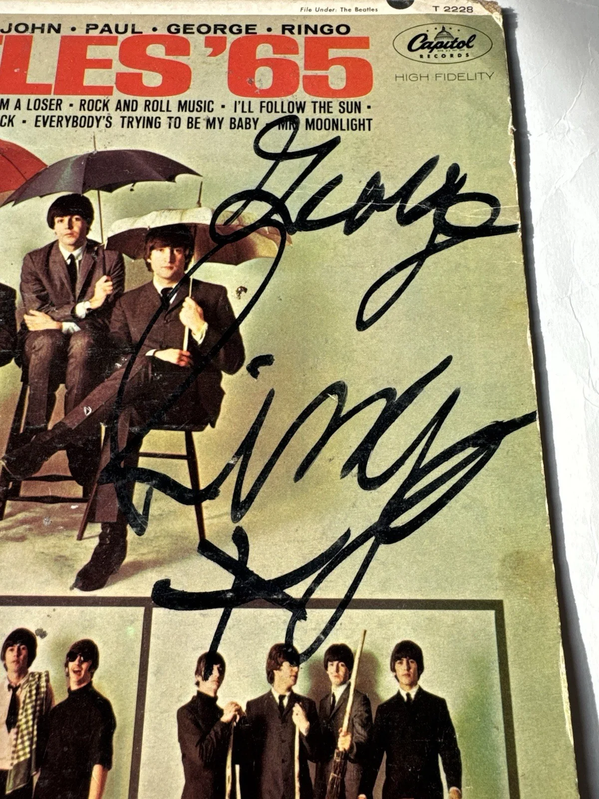 Beatles 65 Signed Record Album John Paul Ringo George T2228 Uncertified, изображение 3