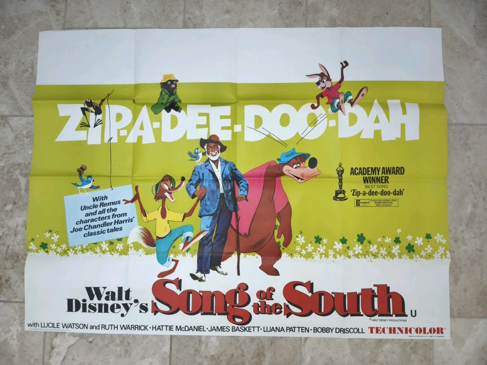 Disney Song Of The South UK Quad Poster 1972 Re-release Technicolor 30" x 40", изображение 2