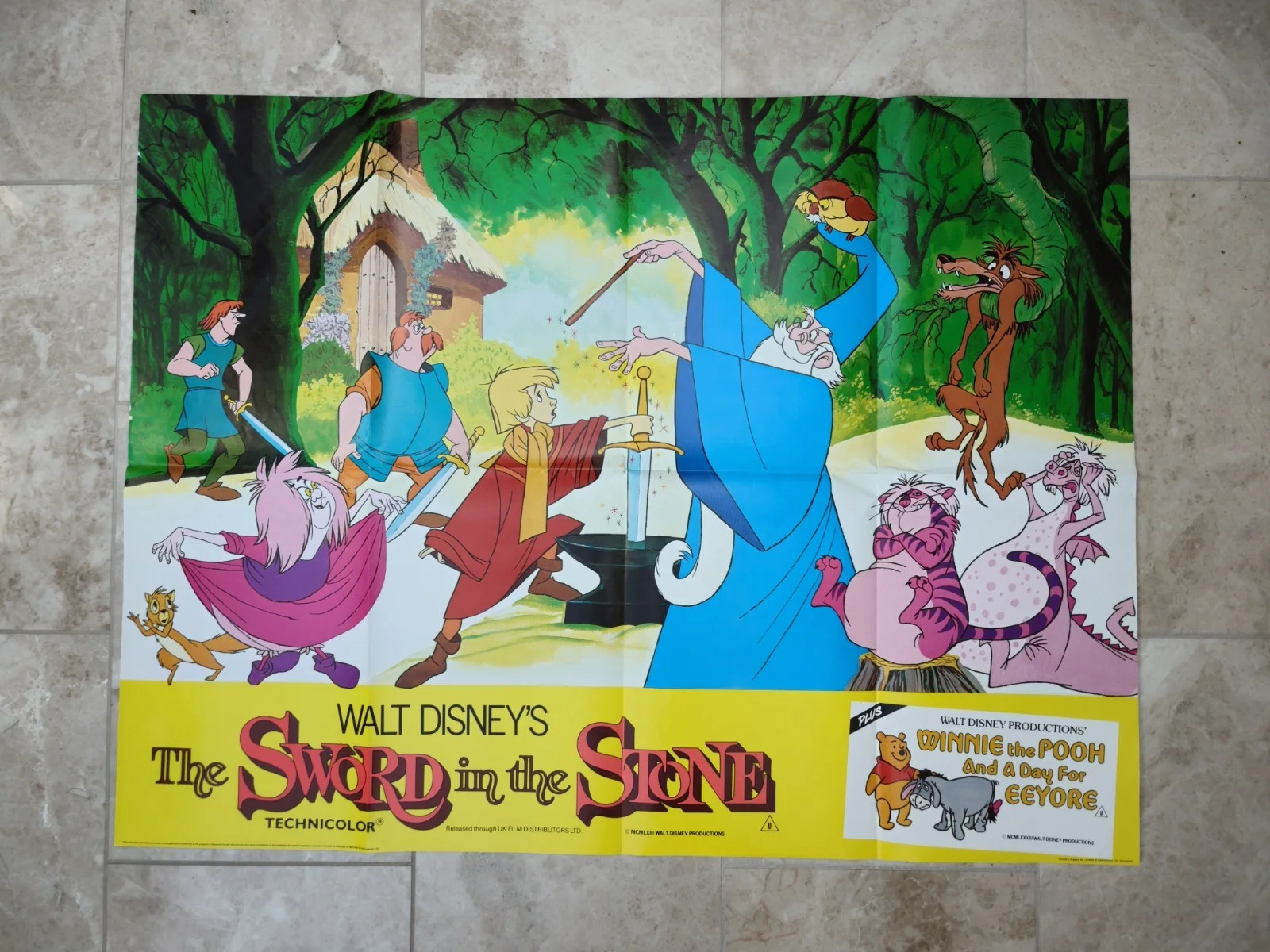 Disney The Sword In The Stone 1984 Re-release UK Quad Poster 40x30" Technicolor, image 2