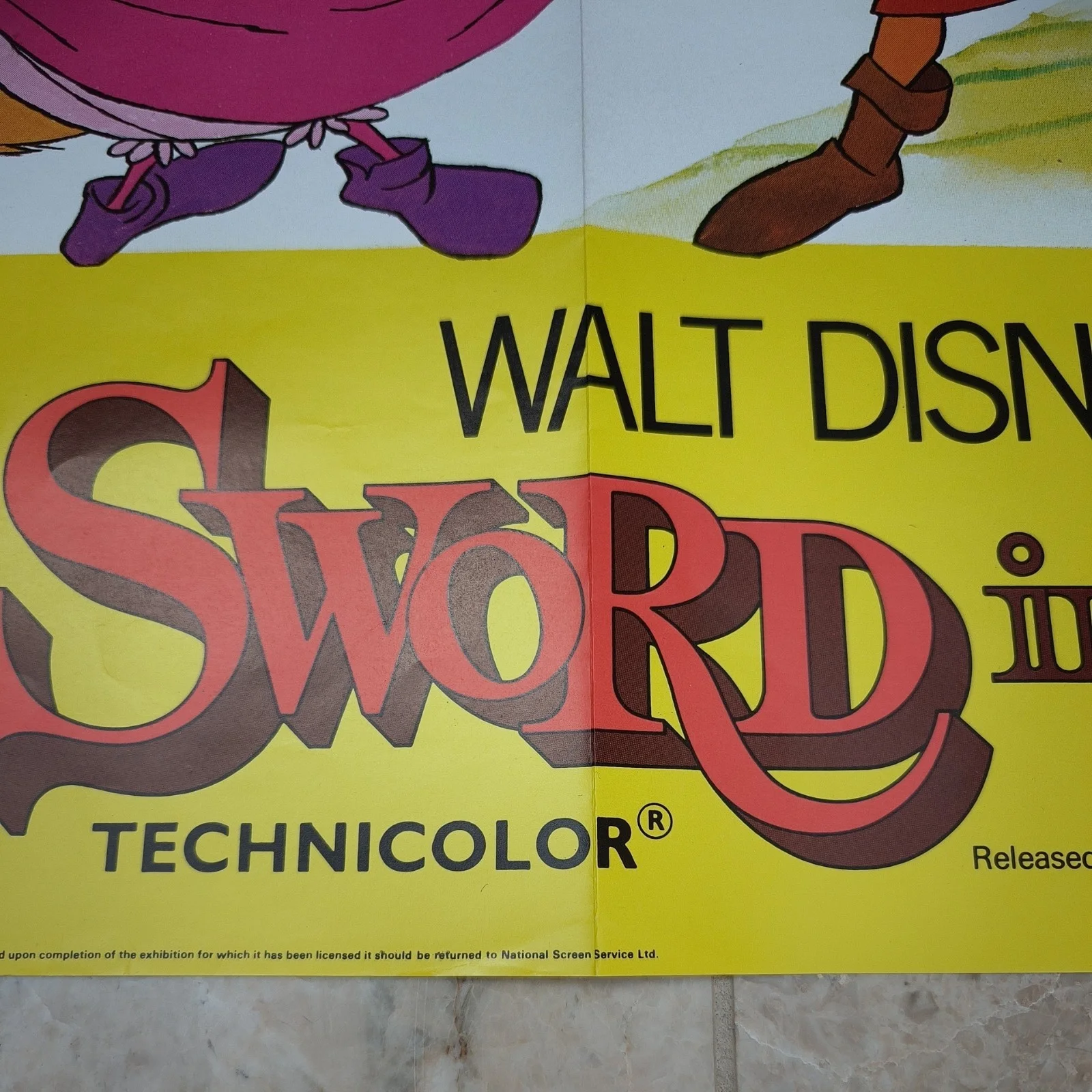 Disney The Sword In The Stone 1984 Re-release UK Quad Poster 40x30" Technicolor, image 4
