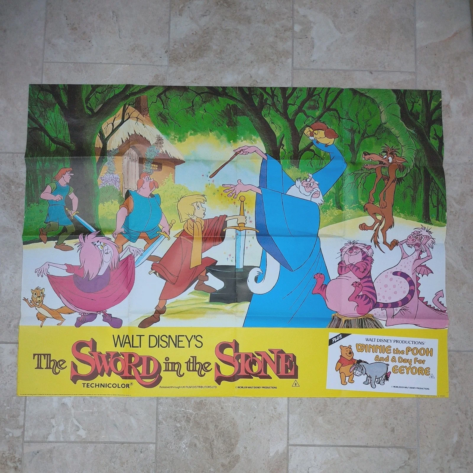 Disney The Sword In The Stone 1984 Re-release UK Quad Poster 40x30" Technicolor, image 2